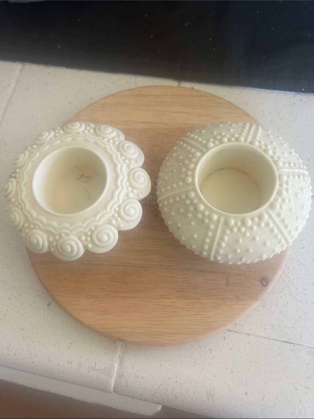 PartyLite Cream Ceramic Decorative Tealight Holders - Pair